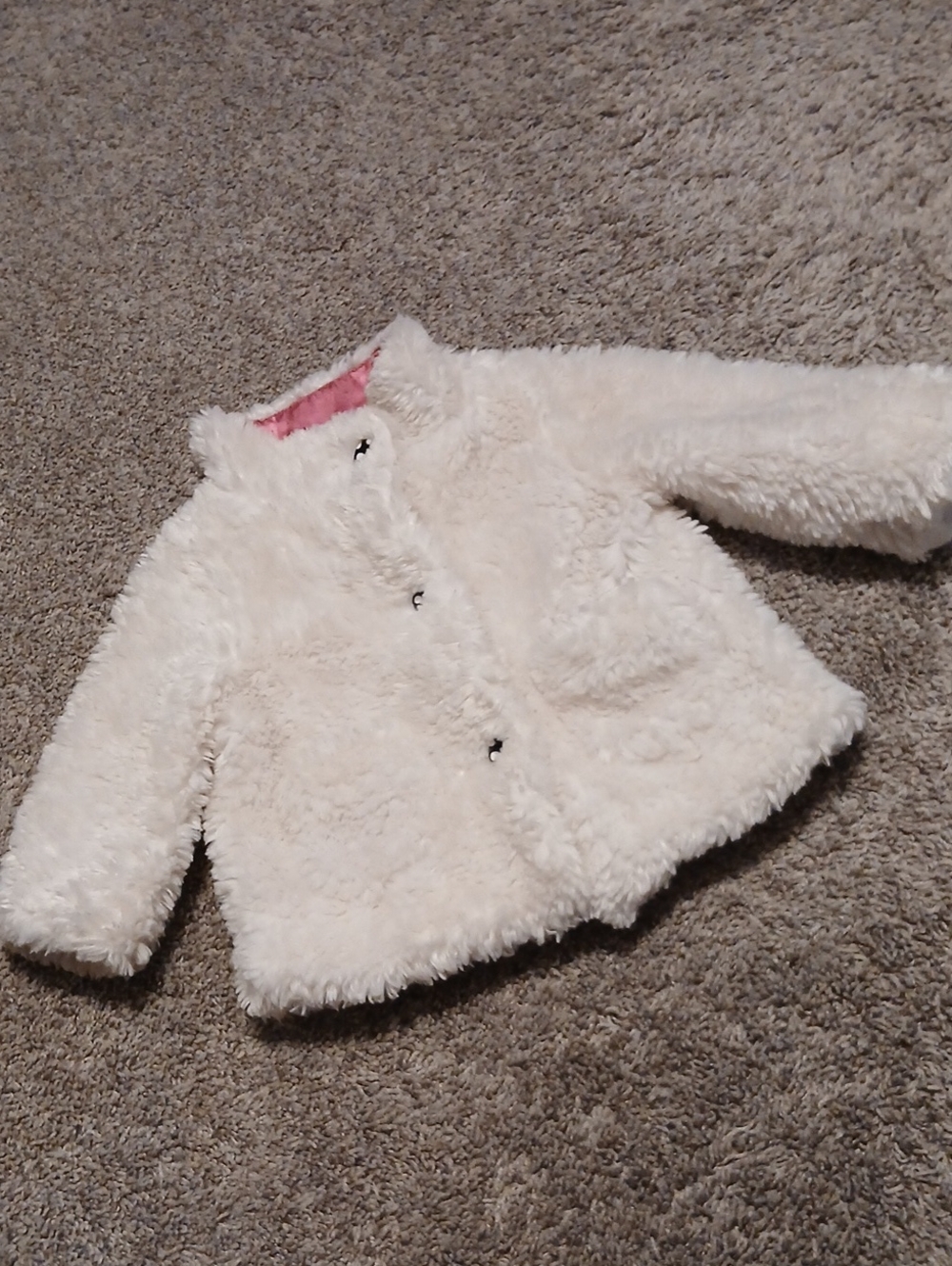 Gymboree Faux Fur Jacket with Pink Lining Size 12-18 Months